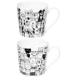 Набор кружек 2 пр. 400 мл 12,5*9,5*9 см "Коты и собаки" фарфор NEW BONE CHINA