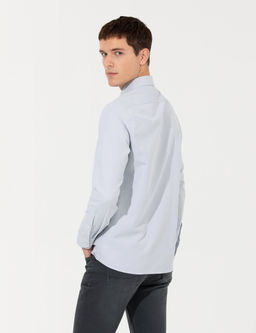 Gri Slim Fit Oxford G_mlek