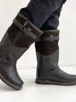 Монголки коричневые с замком, войлочная подошва, - Мирунт фото 22