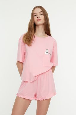 Trendyolmilla Pembe F?rf?rl? Bask?l? Sortlu Orme Pijama Tak?m? THMSS22PT0422  фото 8