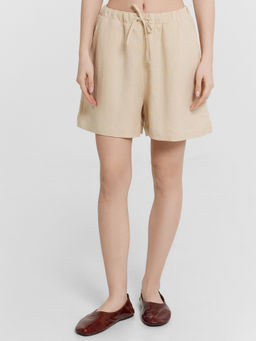 Комплект женский бежевый: рубашка и шорты