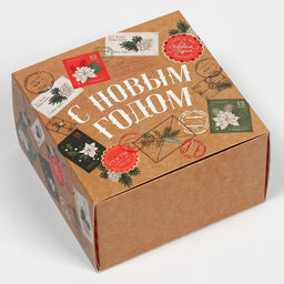 Коробка сборная Новогодняя почта, 14 х 14 х 8 см