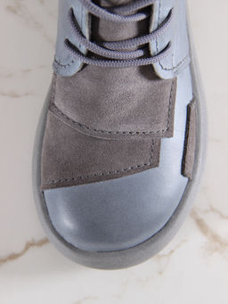 Ботинки 305.927gr.Серая вакса+серый замок замша/байка