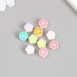 Цена за 10 шт. Бусина для творчества пластик Цветочек яркий, перламутр, 0.7?1.1?1.1 см, МИКС