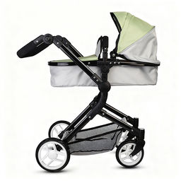 Коляская кукольная металлическая, прогулочная, с корзиной, серо-зеленая