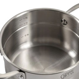 1272 GIPFEL Кастрюля GALA 16х9см/1,5 л со стеклянной крышкой, с индукционным капсульным дном. Материал: нерж. сталь 18/10. Толщина: 0,7мм / 4мм  фото 8