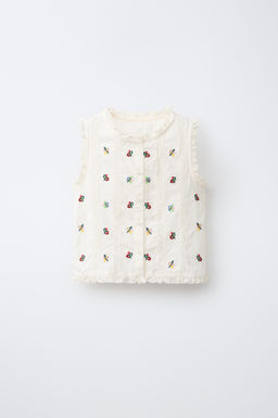 BLUSA BORDADOS PUNTILLA / Crudo - Zara фото 3
