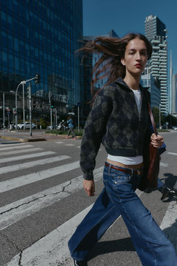 ARGYLE KNIT BOMBER JACKET - Zara фото 2