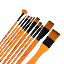 Набор кистей для рисования, синтетика, 10 штук, круглые, плоские, в пенале на молнии, международный размер