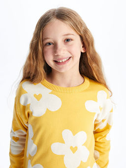 Bisiklet Yaka Uzun Kollu K?z ?ocuk Triko Kazak