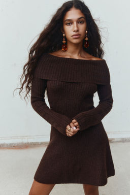 Vestido off-the-shoulder en punto de canal? - H&m фото 6