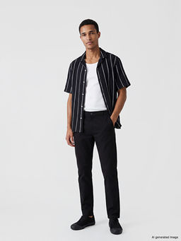Regular Fit ?izgili Erkek Dokulu G?mlek