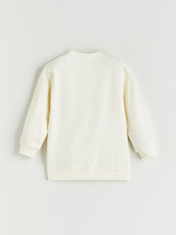 Bisiklet Yaka Bask?l? Erkek Bebek Sweatshirt ve Pantolon 2li