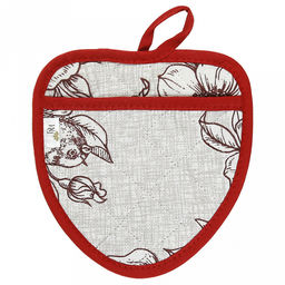 Прихватка с запахом 20х20см "Парадиз", форма "Клубника", рогожка 171г/м2, хлопок 100%, наполнитель - ватин 280г/м2, на пластмассовом подвесе, "Домашняя мода" (Россия)