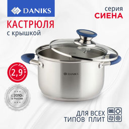 Кастрюля нерж СИЕНА 2,9л со стекл крышкой силикон/ручки SD-A93-18 (352051) /DANIKS/  фото 13