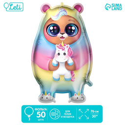 Воздушные шары фольгированные 31" «Мишка-единорог», 50 шт.