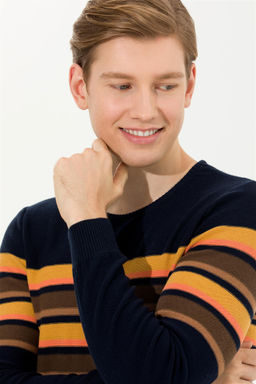 U. S. Polo Assn Мужской темно-синий трикотажный свитер с круглым вырезом - U.s. polo assn фото 8