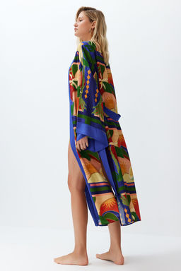 Soyut Desenli Dokuma Maxi Plaj Kusakl? Kimono&Kaftan TBESS24KM00024