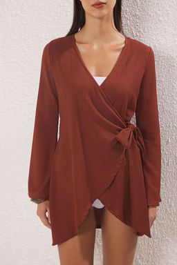 Trendyolmilla Siyah Mini Dokuma Baglamal? Plaj Elbisesi TBESS24EL00072  фото 12