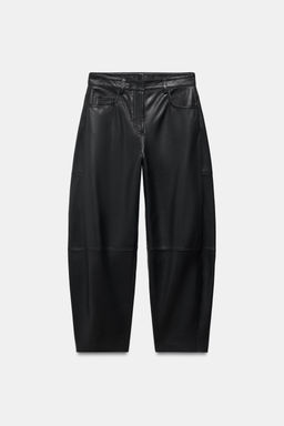 ZW COLLECTION LIMITED EDITION LEATHER BARREL TROUSERS - Zara фото 10
