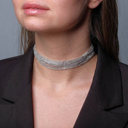 Чокер Лёд аристократичный, цвет белый в серебре, 30 см