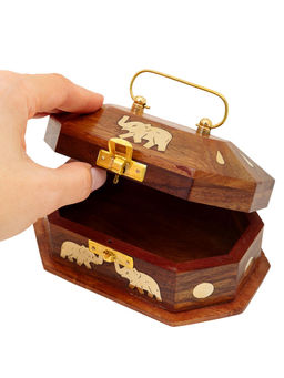 Шкатулка (дерево) резная Сундучок Слон 15х10х9см №Шк5049В - Ганг фото 4