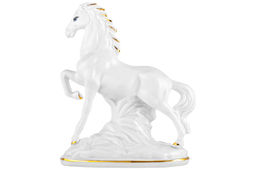 Фигурка декоративная 12*5,5*13,5 см Лошадь белая с золотом, фарфор - Elan gallery фото 5