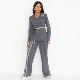 Брючный костюм с лампасами, Личное превосходство (серый, 2 в 1, с поясом) - Charutti фото 2