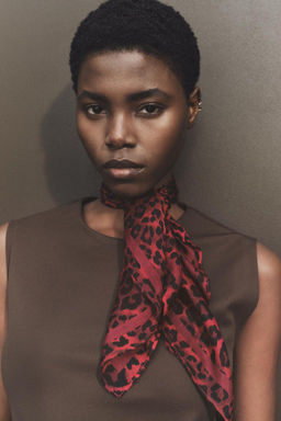 ANIMAL PRINT MODAL AND SILK SCARF