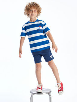 Beli Lastikli Bask?l? Erkek ?ocuk ?ort