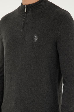 Свитер мужской U.S. Polo Assn хлопок антрацитовый меланж  фото 7