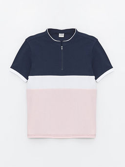 Hakim Yaka Renk Bloklu K?sa Kollu Erkek ?ocuk Ti??rt