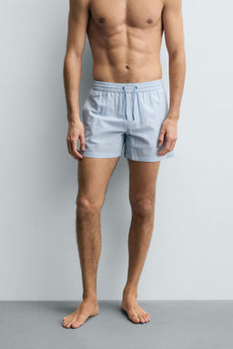 MID-LENGTH SEERSUCKER SWIMMING TRUNKS - Zara фото 13