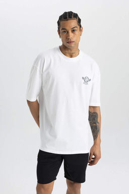 DeFactoFit Футболка Oversize с круглым вырезом и короткими рукавами с принтом на спине  фото 4