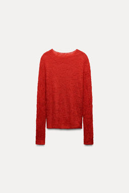 ALPACA AND FELT TEXTURE BLEND POINTELLE KNIT SWEATER - Zara фото 4
