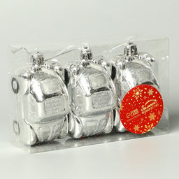 Ёлочные игрушки 3 шт., Зимнее волшебство, Автолегенда пластик, 7.54 см, серебро  фото 2