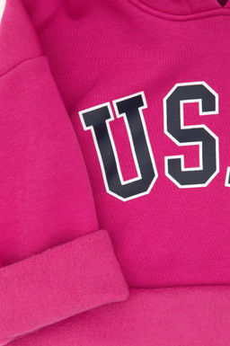 K_z _ocuk Pembe Sweatshirt Sepette S_rpriz _ndirim - U.s. polo assn фото 3