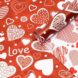 Цена за 10 шт. Бумага упаковочная глянцевая LOVE,двусторонняя, 70 х 100 см