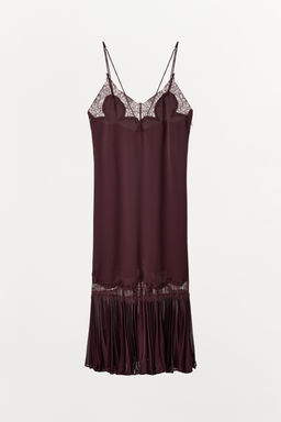 COMBINED PLEATED LACE DRESS - Zara фото 8