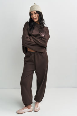 Брюки хлопковые на кулиске Коричневый