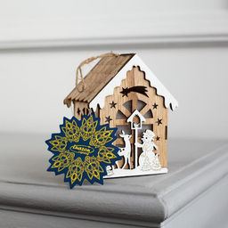 Ёлочная игрушка Домик с оленем и снеговиком, 11х8х7 см, от батареек, свечение тёплое белое - Luazon lighting фото 5