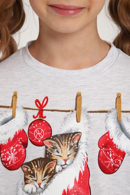 Пижама для девочки ПД-019-073 Кот Новый год