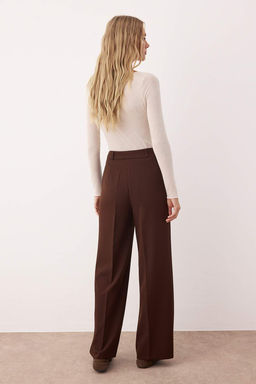 Kahverengi Pilili Wide Leg/Genis Paca Pantolon TWOAW25PL00109