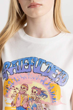 Футболка классического кроя с круглым вырезом и короткими рукавами Cool Rolling Stones - Defacto фото 5