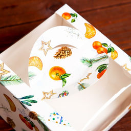 Коробка под бенто-торт с окном Мандарины и звезды, 14 х 14 х 8 см - UPAK LAND фото 4