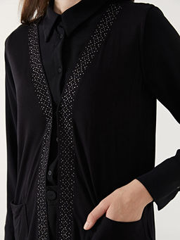 V Yaka Parlak Ta?l? Kad?n Yelek