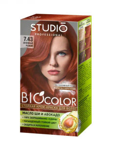 Стойкая Крем-Краска д/в "СТУДИО Biocolor" 7.43 Огненно-рыжий, (50/50/15мл).12 /55873/