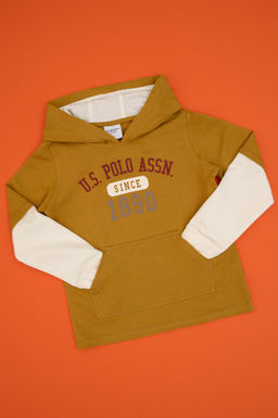Erkek _ocuk Hardal Kap__onlu _nce Sweatshirt