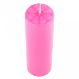 Свеча "Цилиндр" д4см, h15см, парафин, с декором, "Лепесточки", время горения 15,5 часов, фуксия (Россия)