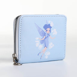 Кошелёк на молнии, отдел для карт, для монет, голубой